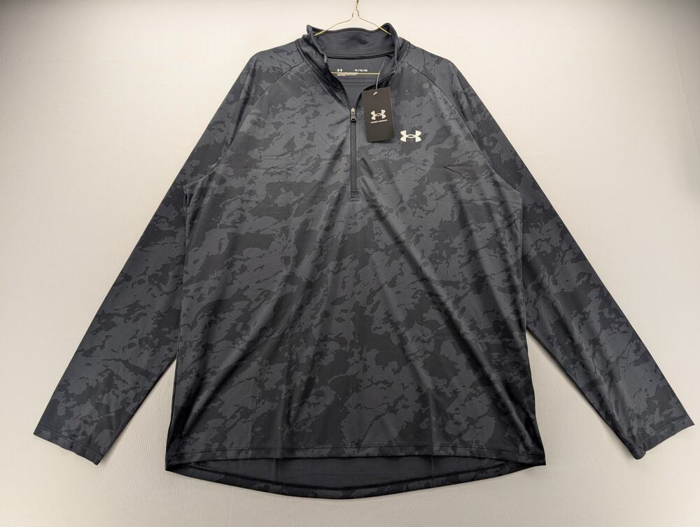 NWT Under Armour Men's UA Tech ½ Zip Long Sleeve in Metrallic Black size XL